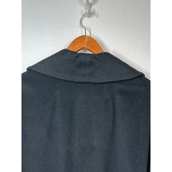 VTG 100% Chinese Cashmere Trench Coat M Black Ultra Soft Lined Luxury Minimalist - Picture 7 of 13